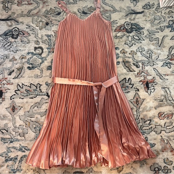 Vici Dresses & Skirts - Vici Metallic Pink Pleated Dress